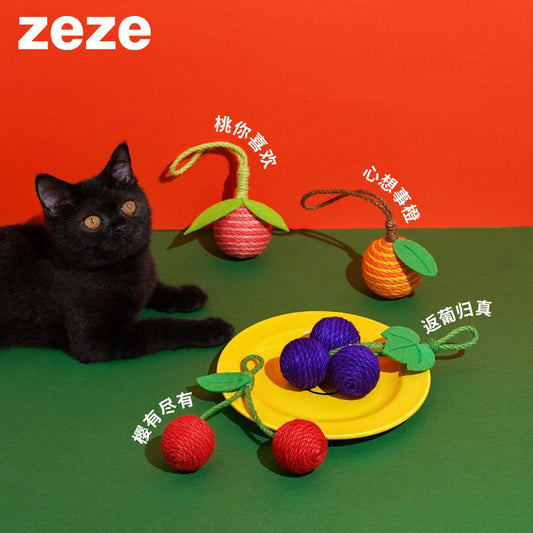Zeze sisal cat biting and chasing ball fruit series 🍊CNY orange