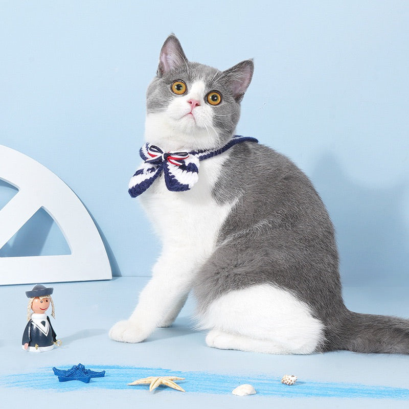 Zeze Cat Collar Dog necklace pet Navy design Tie