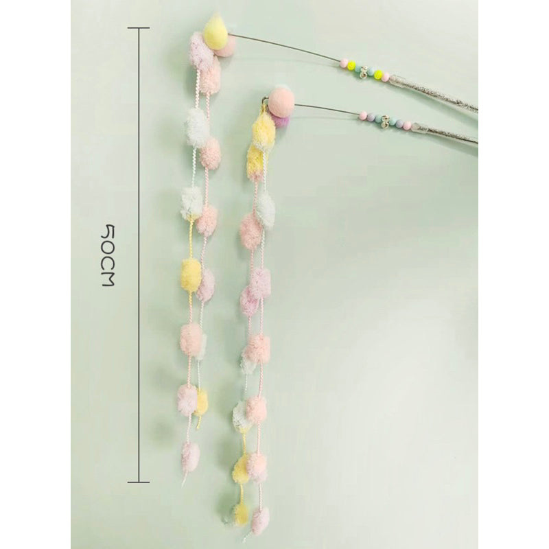 Cat Teaser Wand stick 🦯 interactive toy fluffy ball with bell
