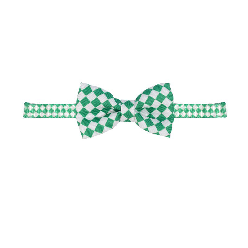 Zeze Pet bowtie bow tie Cat Dog collar necklace yellow green grid