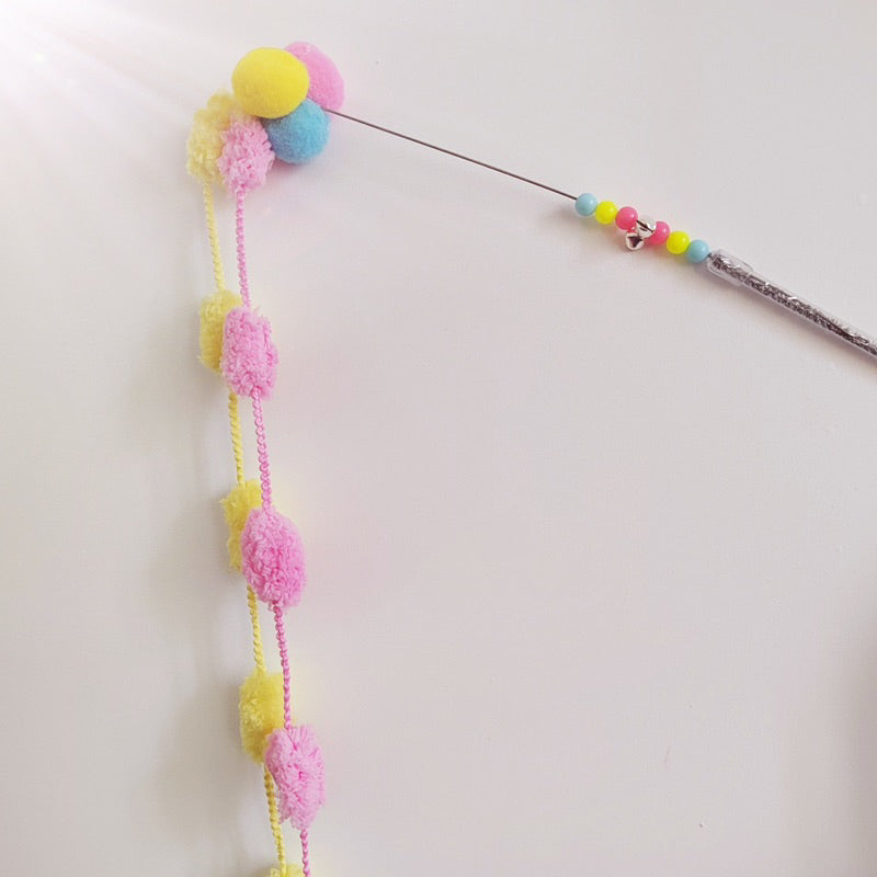 Cat Teaser Wand stick 🦯 interactive toy fluffy ball with bell
