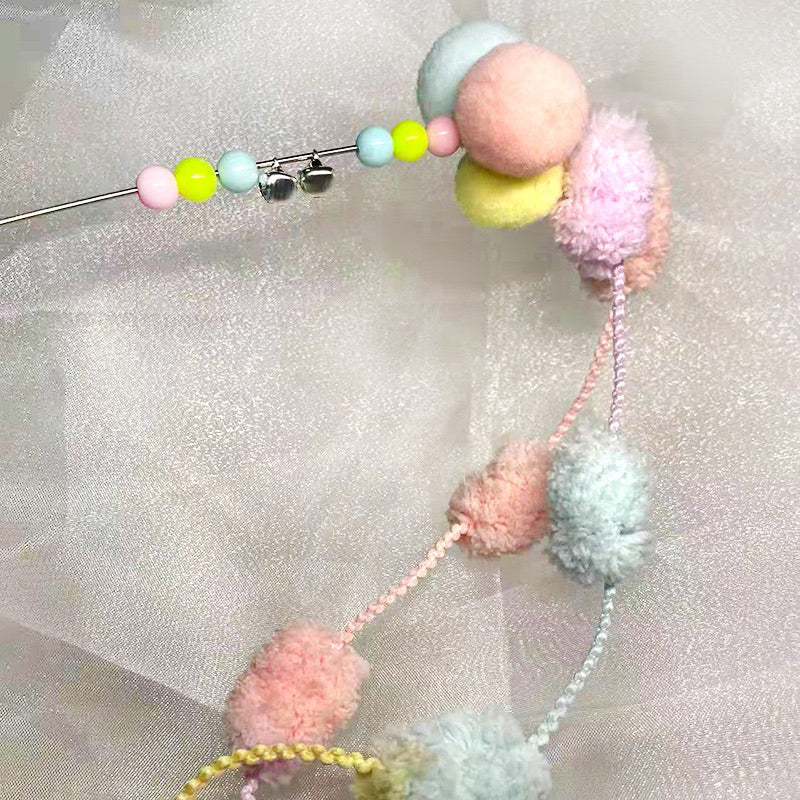 Cat Teaser Wand stick 🦯 interactive toy fluffy ball with bell
