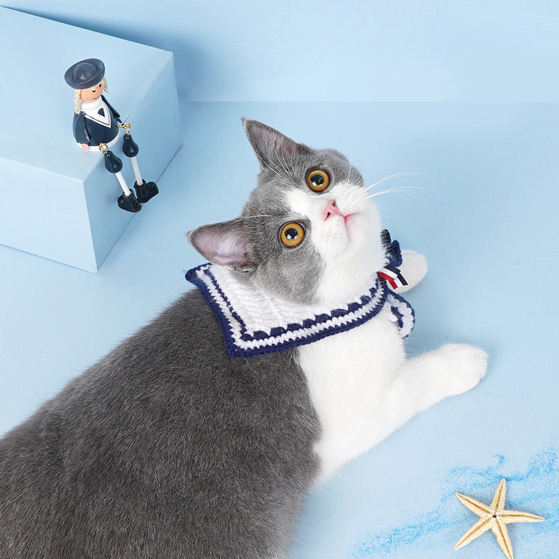 Zeze Cat Collar Dog necklace pet Navy design Tie