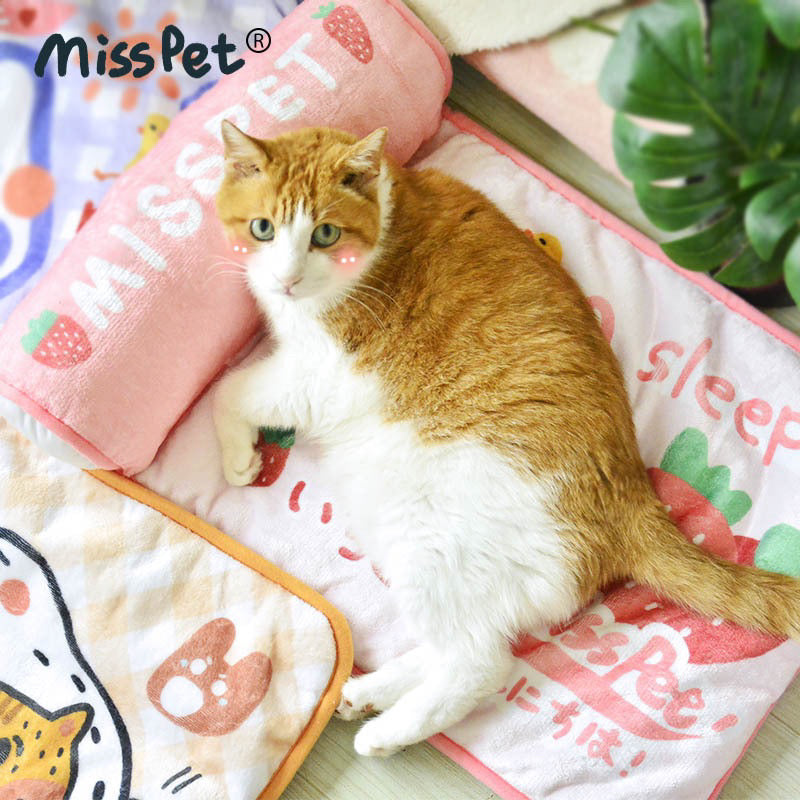 MissPet Warm soft bed with pillow Cat bed sleeping pet pad