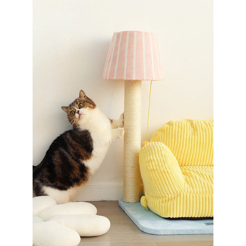 PurLab yellow cat sofa with lamp scratcher post pet bed