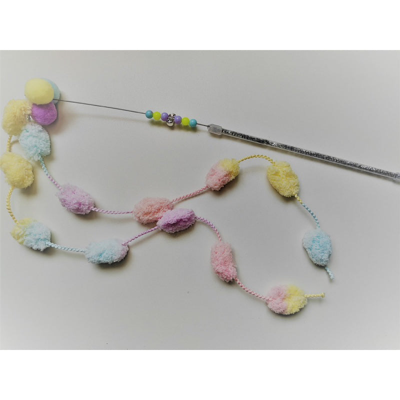 Cat Teaser Wand stick 🦯 interactive toy fluffy ball with bell