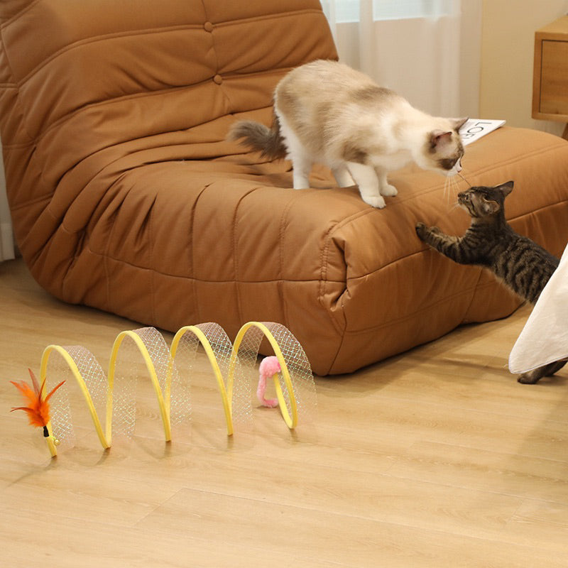 Cat tunnel toy soft tunnel with feather pet toy spring light tunnel