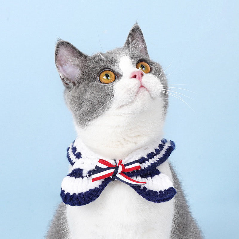 Zeze Cat Collar Dog necklace pet Navy design Tie