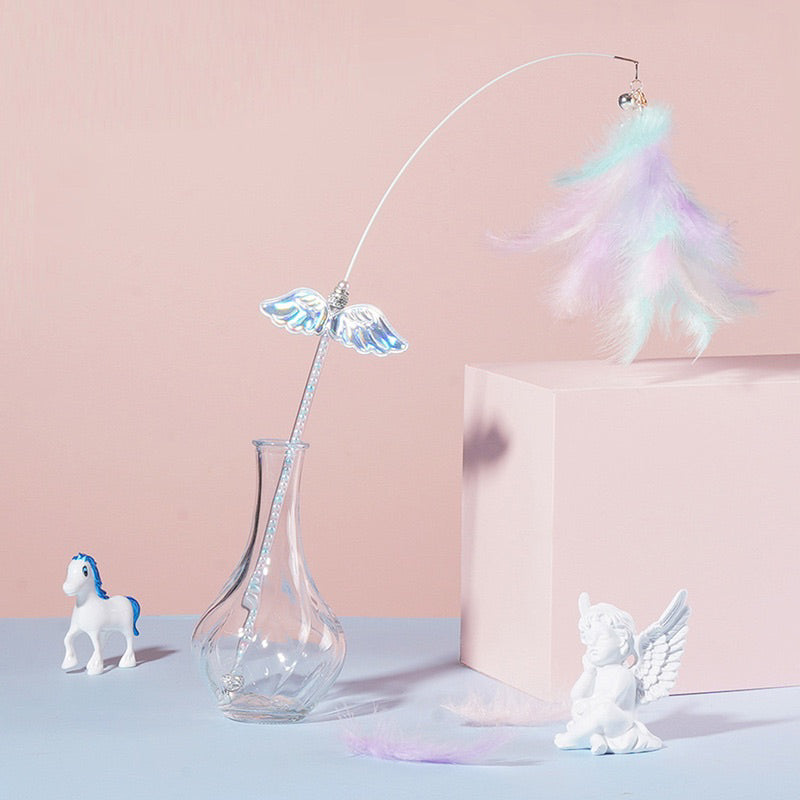 Zeze dreamy Cat teaser angel with goose feather interactive pet toy wand stick