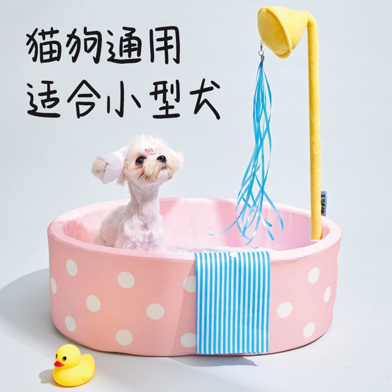 PurLab tub 🛀 cat dog pet sleeping bed pad with buildin teaser