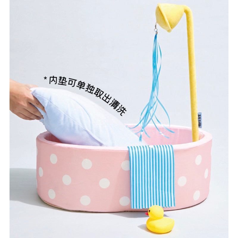 PurLab tub 🛀 cat dog pet sleeping bed pad with buildin teaser