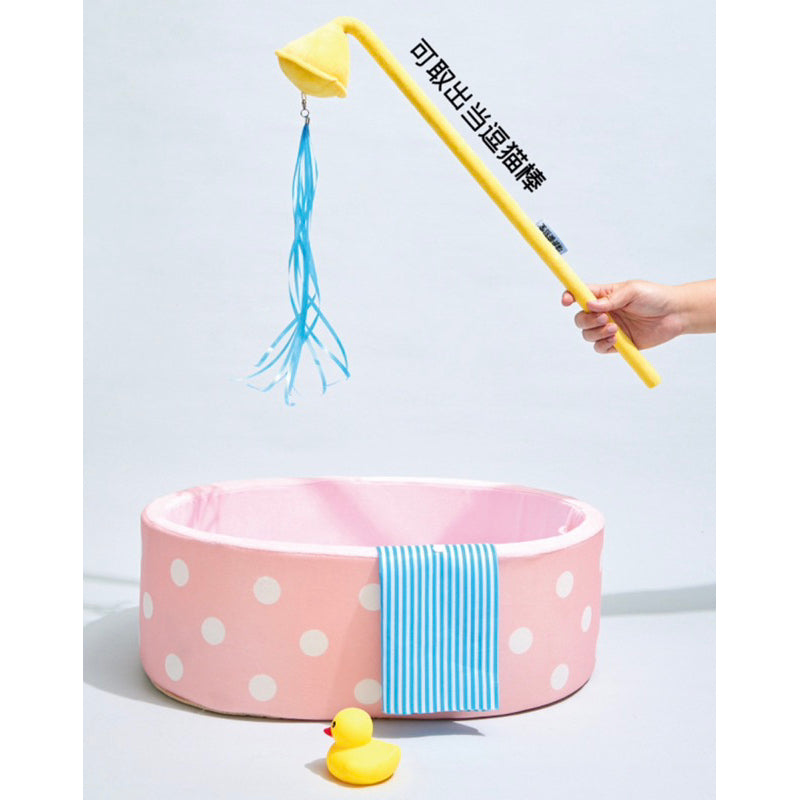 PurLab tub 🛀 cat dog pet sleeping bed pad with buildin teaser