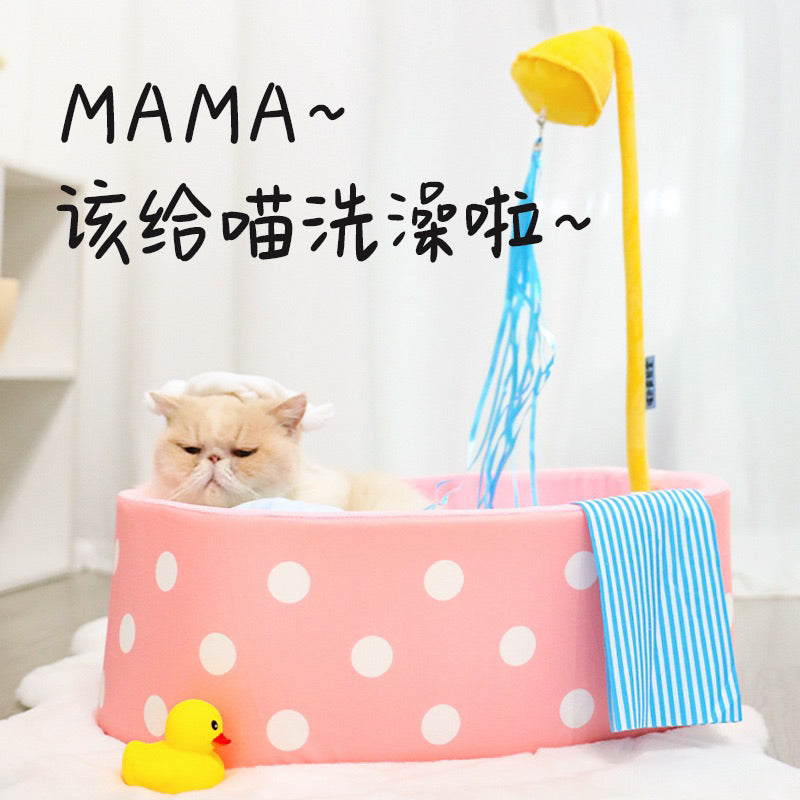 PurLab tub 🛀 cat dog pet sleeping bed pad with buildin teaser
