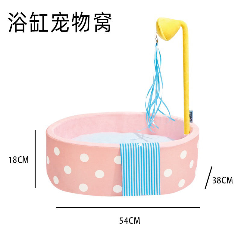 PurLab tub 🛀 cat dog pet sleeping bed pad with buildin teaser