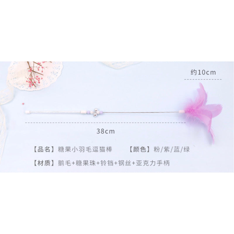 Cat teaser set of 3 wand chaser ribbon 🎀 feather and rabbit fur ball