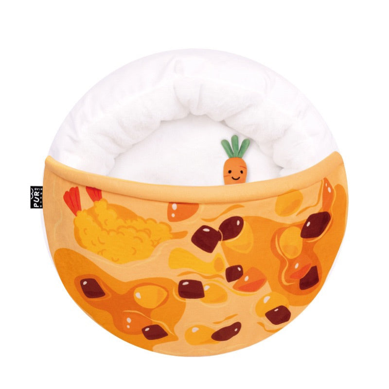 PurLab curry rice cat bed pet sleeping house mat semi closed pad