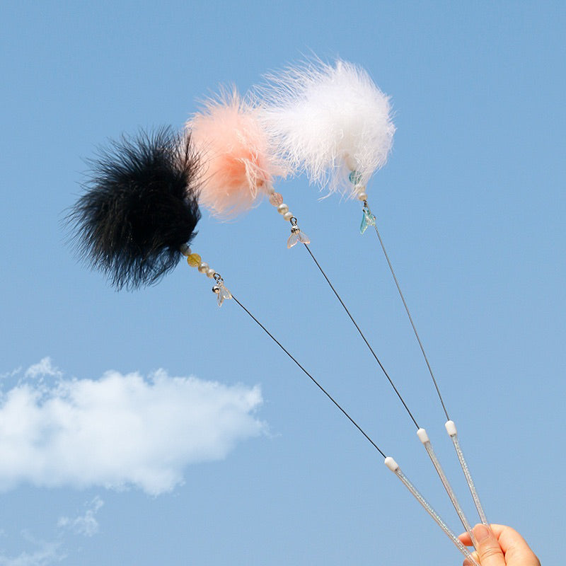 Cat teaser fluffy feather fish tail mermaids 🧜‍♀️ pet toy chaser wand stick