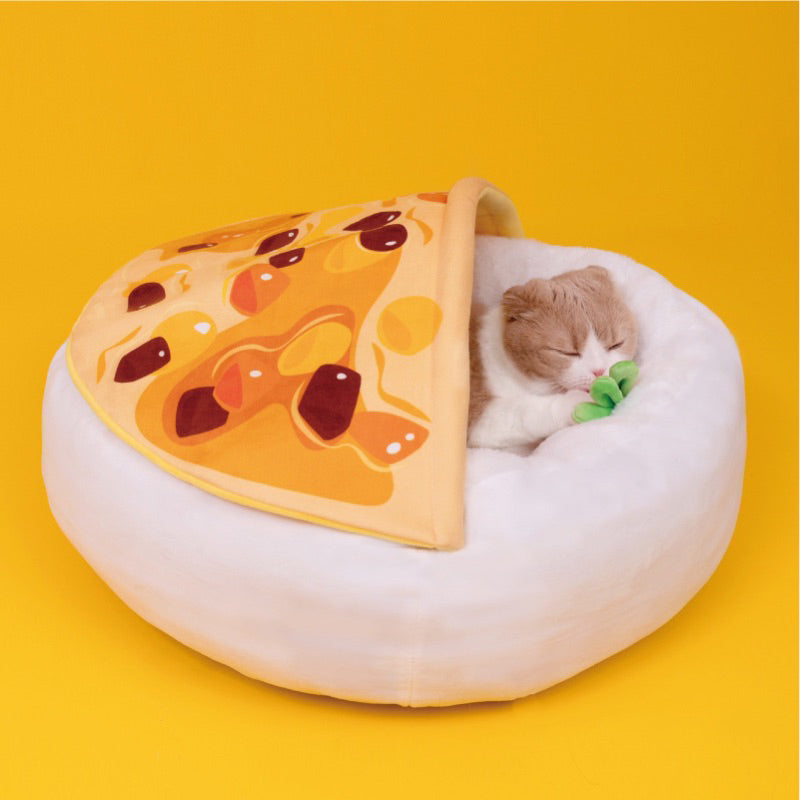 PurLab curry rice cat bed pet sleeping house mat semi closed pad