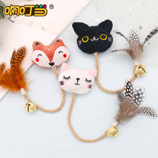Catnip catmint toy animal series with feather and bell bite toy chaser