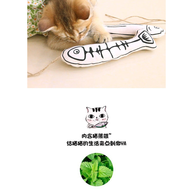 Cat toy catnip fish 🐠 black white design pet chaser