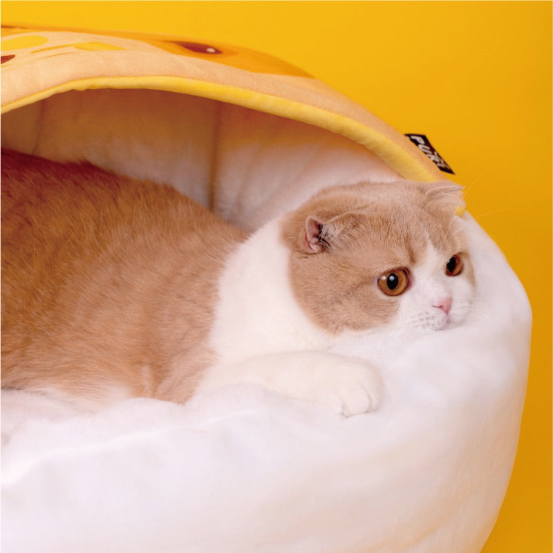 PurLab curry rice cat bed pet sleeping house mat semi closed pad