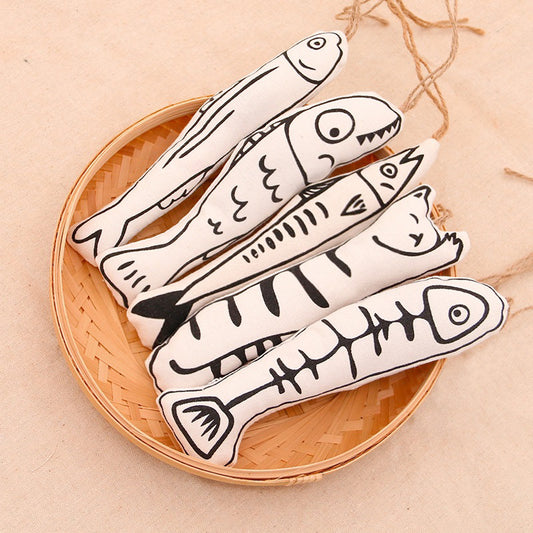 Cat toy catnip fish 🐠 black white design pet chaser