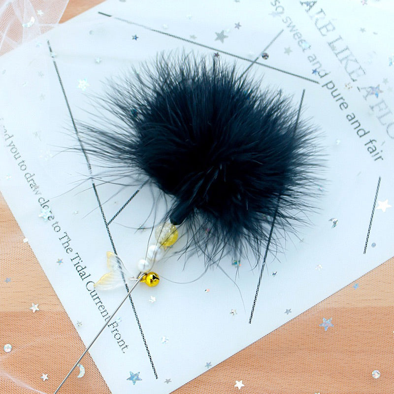 Cat teaser fluffy feather fish tail mermaids 🧜‍♀️ pet toy chaser wand stick