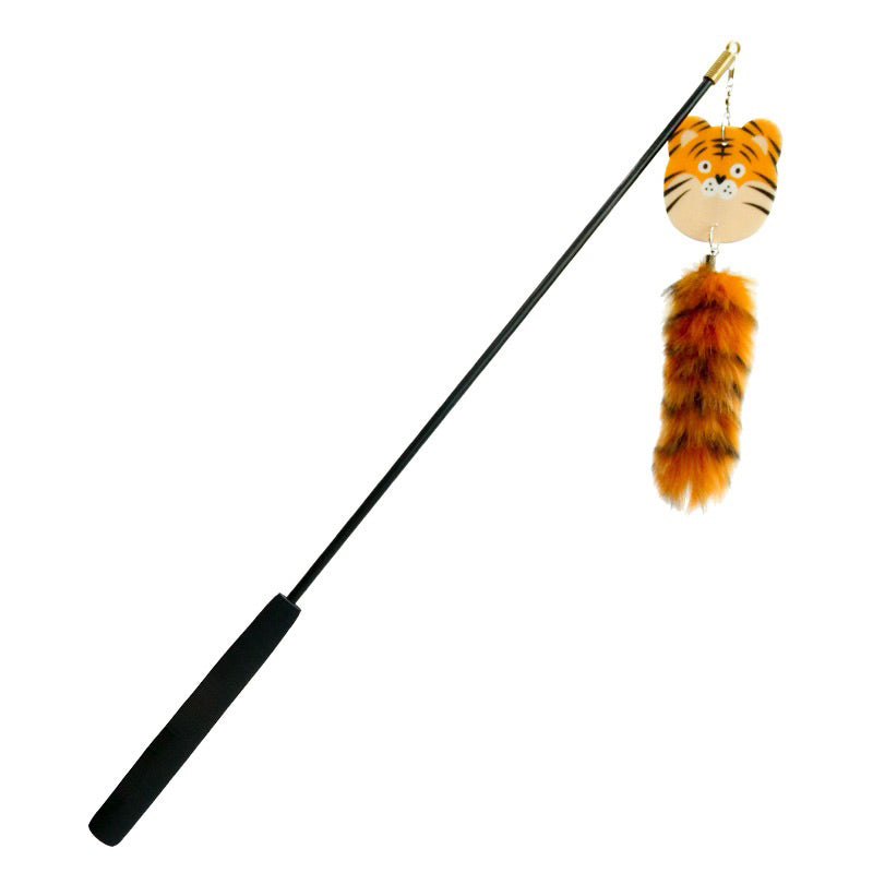 Animal series tail cat teaser pet toy wand stick chaser tiger and zebra