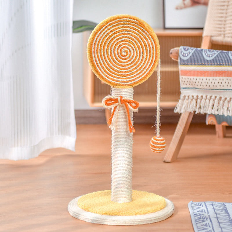 Cat Scratcher post pole lollipop 🍭 sisal rope scratch Pet toy