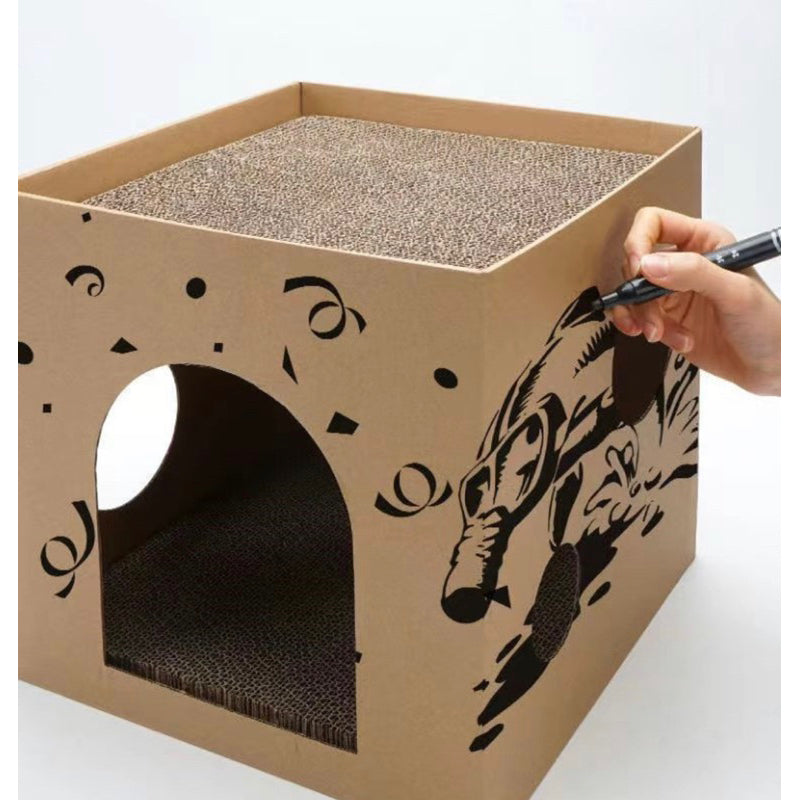 Cat Scratcher Scrach board Cubic simple Box 📦 Pet toy double deck house