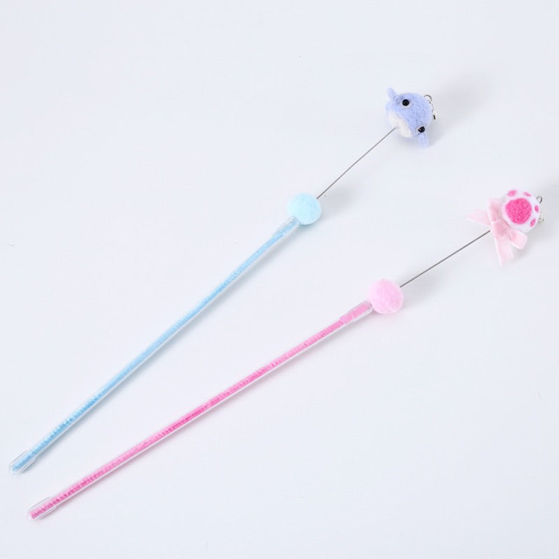 Cat Teaser pet toy Felt interactive toy wand stick with bell 40cm