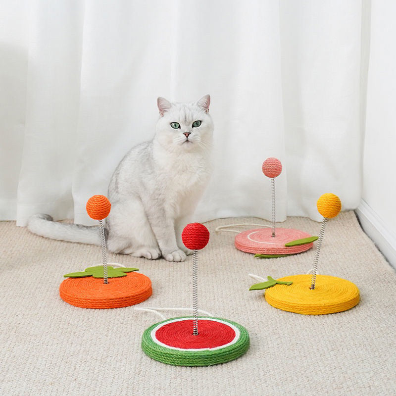 Zeze sisal cat scratcher scratch board pet toy spring teaser ball hanging catnip feather toy