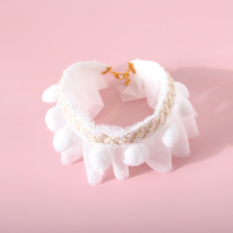 Cat Necklace hand made fur ball pet dog collar neck accessories