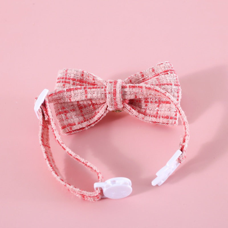 Cat bowtie bow tie grid design dog pet collar necklace accessories