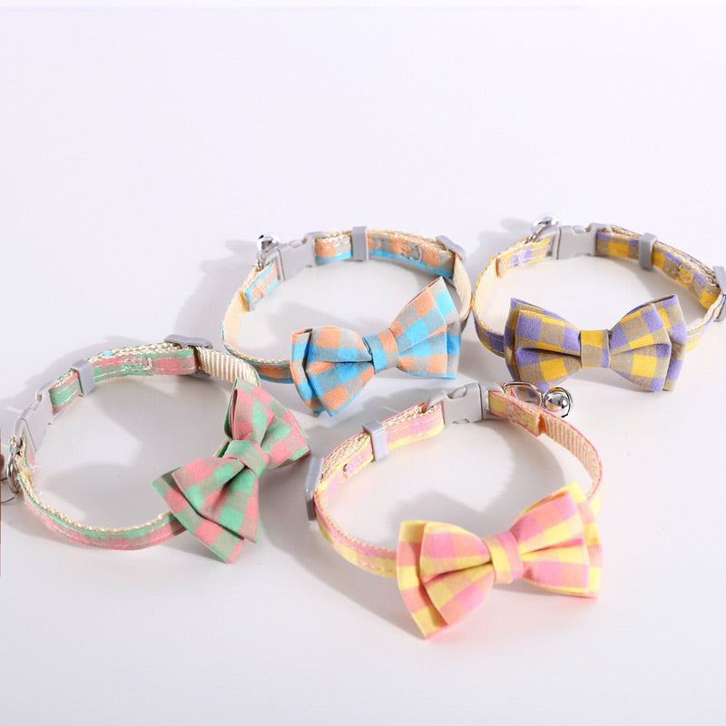 Pet Bow Tie cat dog grid design cravat collar necklace neck accessories