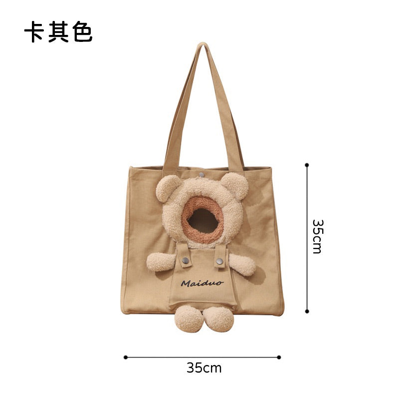 Cat Carrier tote 💼 bag bear teddy pet dog single shoulder travel essentials