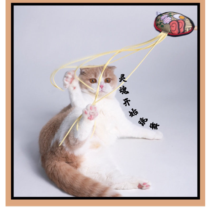 PurLab Food Series Cat Teaser Catnip Wood Handle Stick Wand Chaser Pet Toy