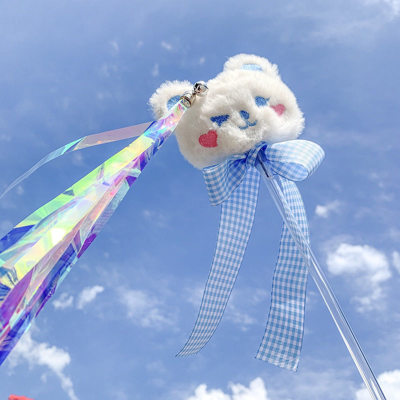 Fluffy Zoo Friend Cat Teaser with Blinking Tassel Pet Toy Chaser Stick