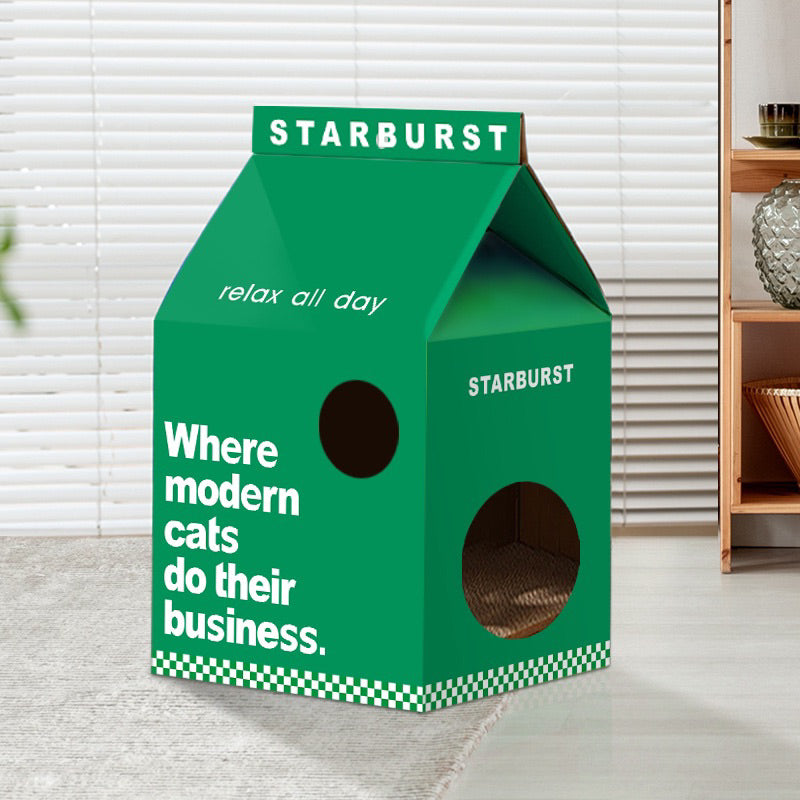 Classic Milk Box Cat Scratcher Pad Scratch Board Pet House Bed