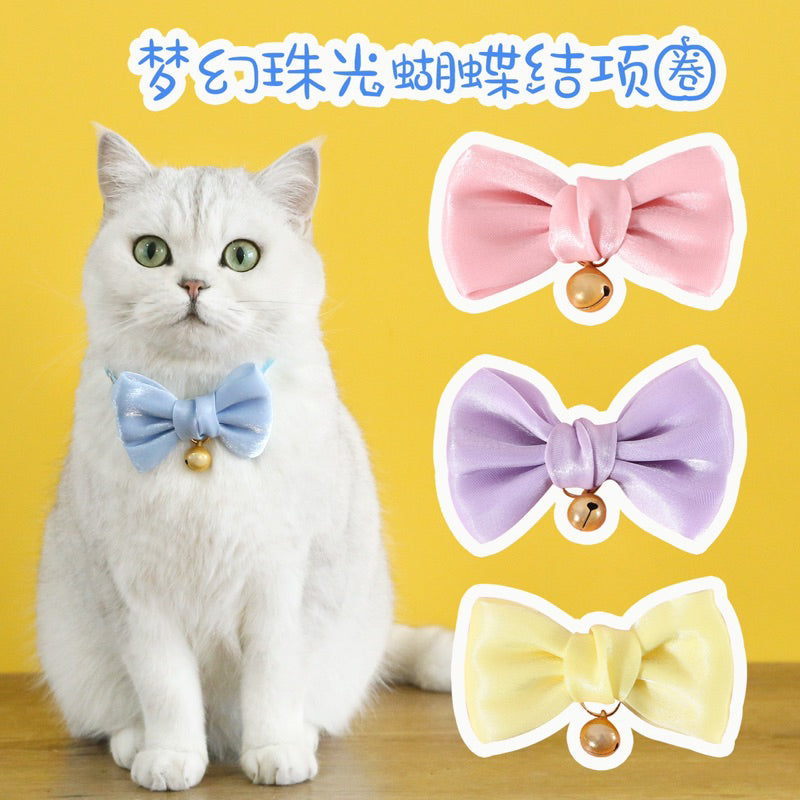 Cat collar dog necklace bow tie pet accessories