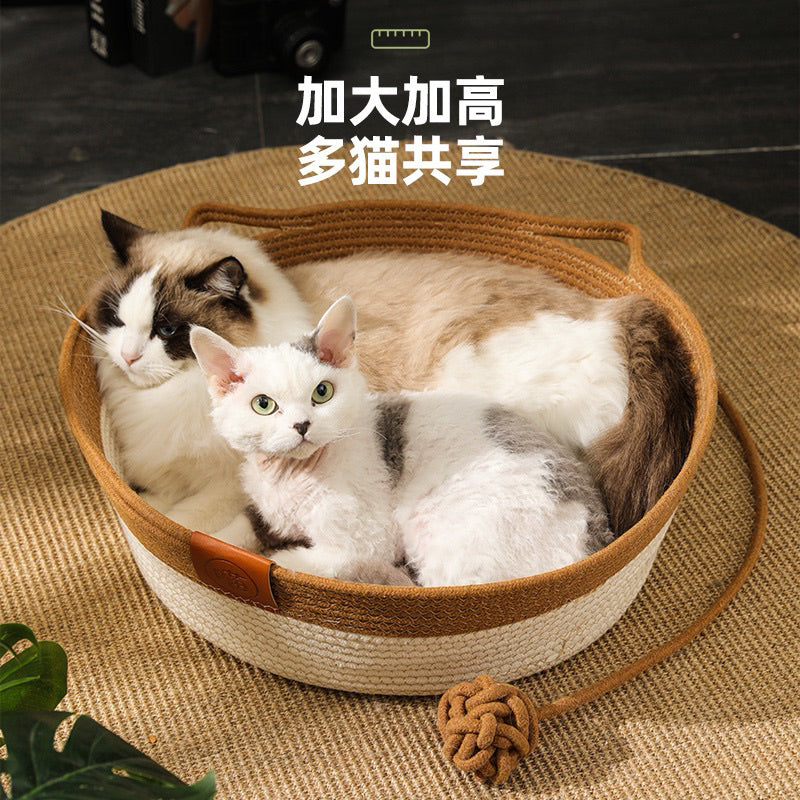 Cat cotton sleeping house with chaser ball cat ear pad knits 🧶