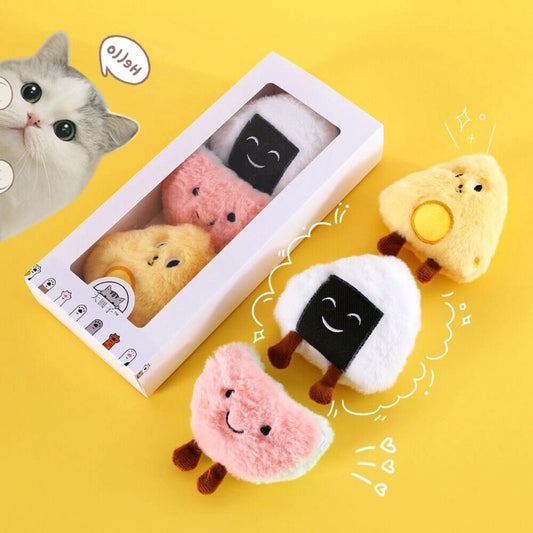 Cat toy chasing ball catnip catmint bitting fluffy rice 🍙 ball