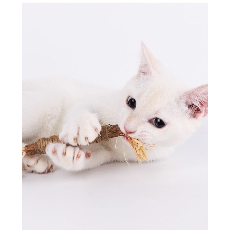 Catnip Catmint bitting bar cat toy sisal raffia teaser chaser stick