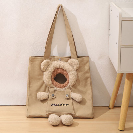 Cat Carrier tote 💼 bag bear teddy pet dog single shoulder travel essentials