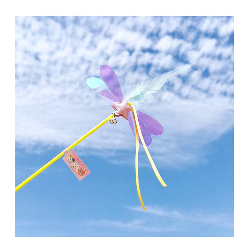 Cat Teaser Colorful feather crown and star pet toy wand stick chaser