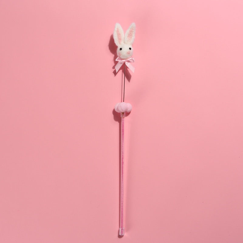 Cat Teaser pet toy Felt interactive toy wand stick with bell 40cm