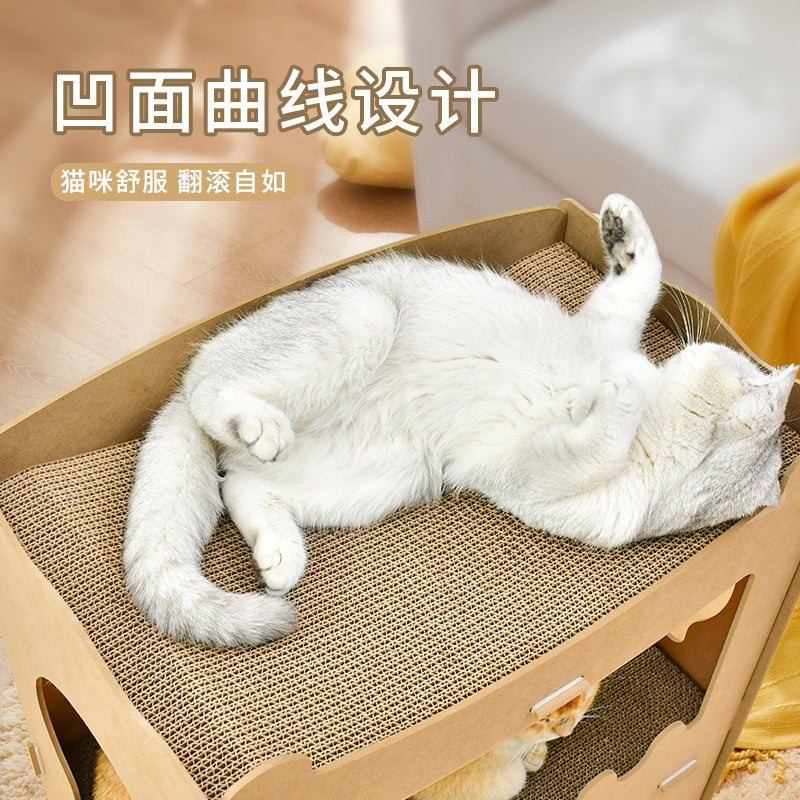 Deku triple deck Cat Villa Scratcher House Scratch Board Pet Toy Bed