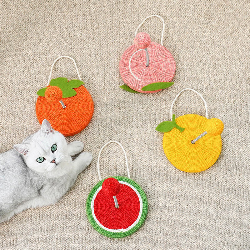 Zeze sisal cat scratcher scratch board pet toy spring teaser ball hanging catnip feather toy