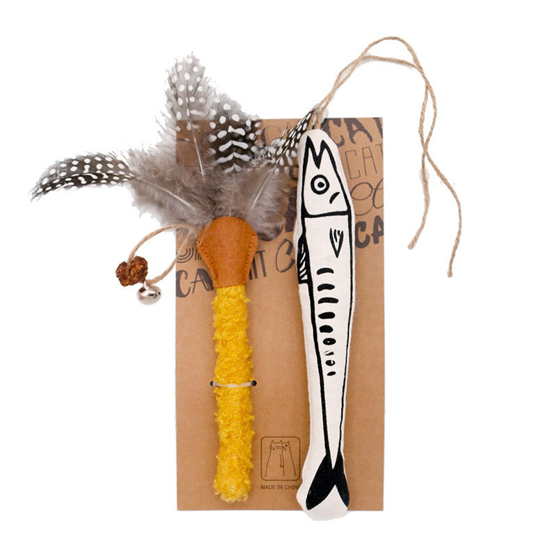 Cat toy Catnip bar set with fish feather bell insect Gall pet toy set