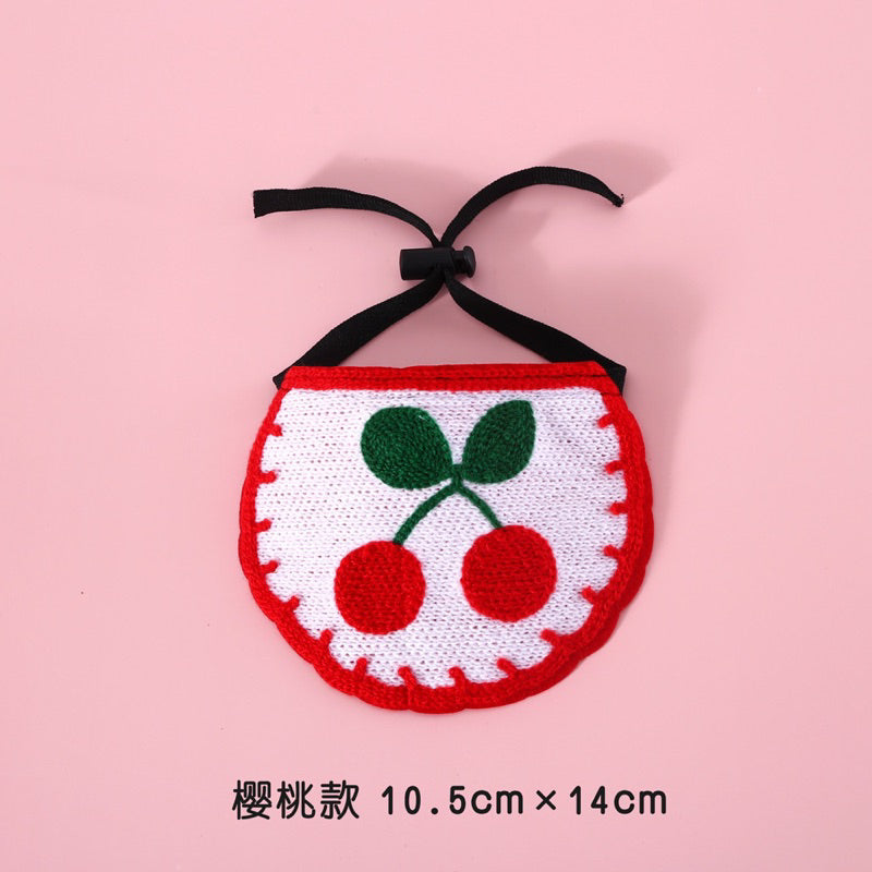 Cat Dog Collar Napkin Necklace Accessories Pet Cloth Tamago Duck Cherry Watermelon
